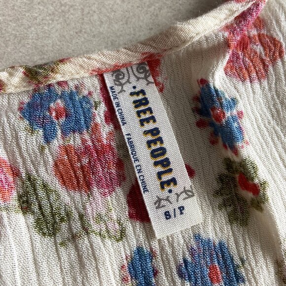 Free People Floral Tuxedo Ruffle Cami Tank Tunic Top ASO Alex Russo - Picture 6 of 10